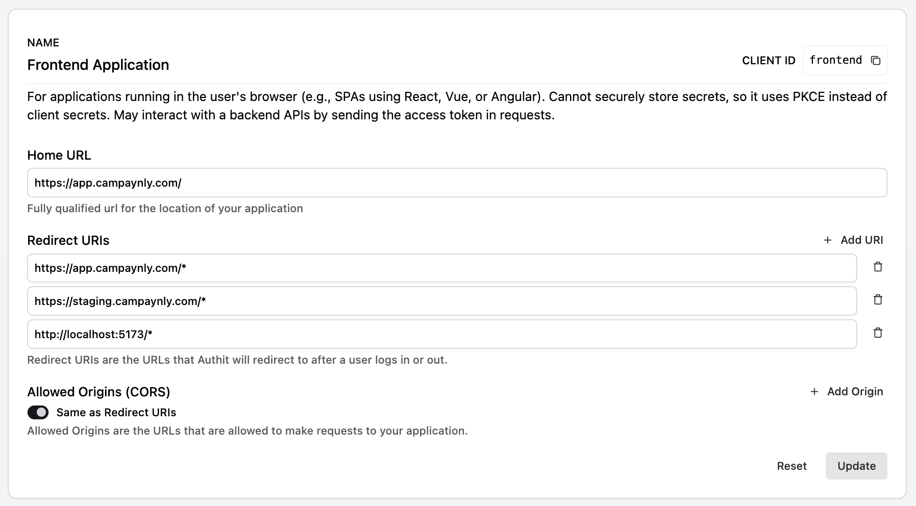 Frontend application