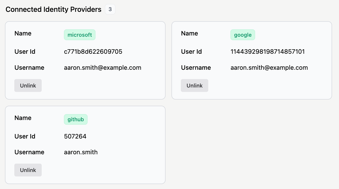Connected identity providers