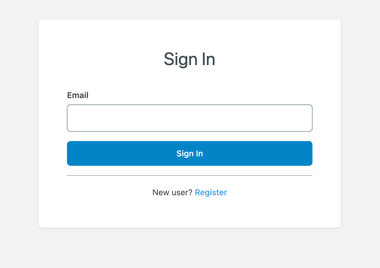 User login page