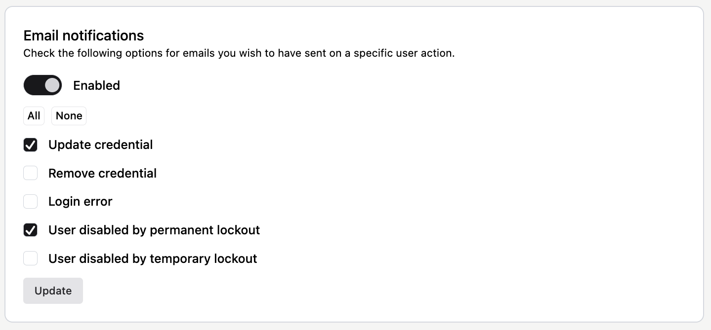 Email notification settings