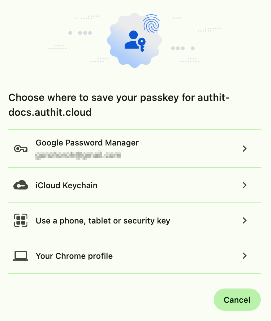 Passkey save locations