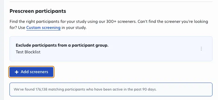 Add Participant Group Screener B