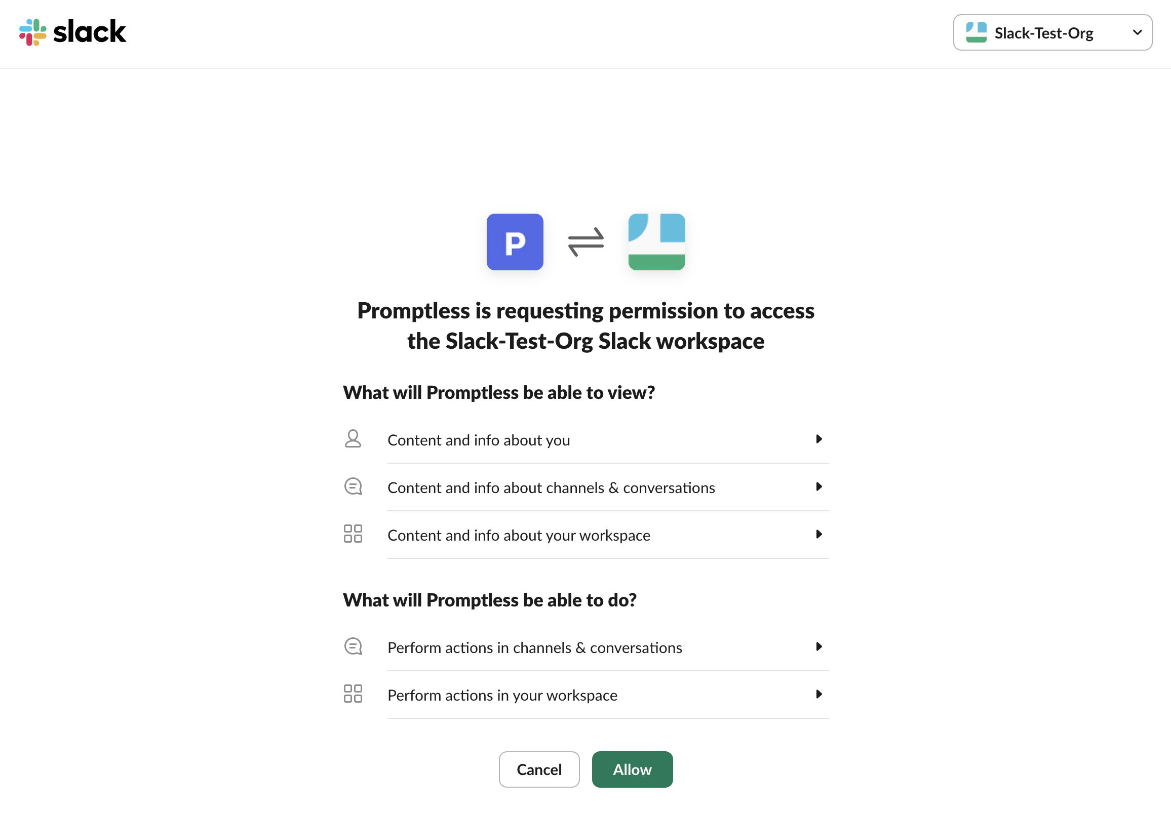 Slack Workspace Selection