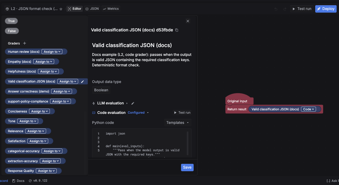 Code grader editor