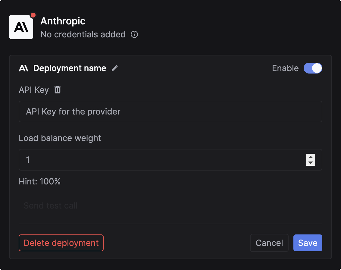 Add Anthropic credentials