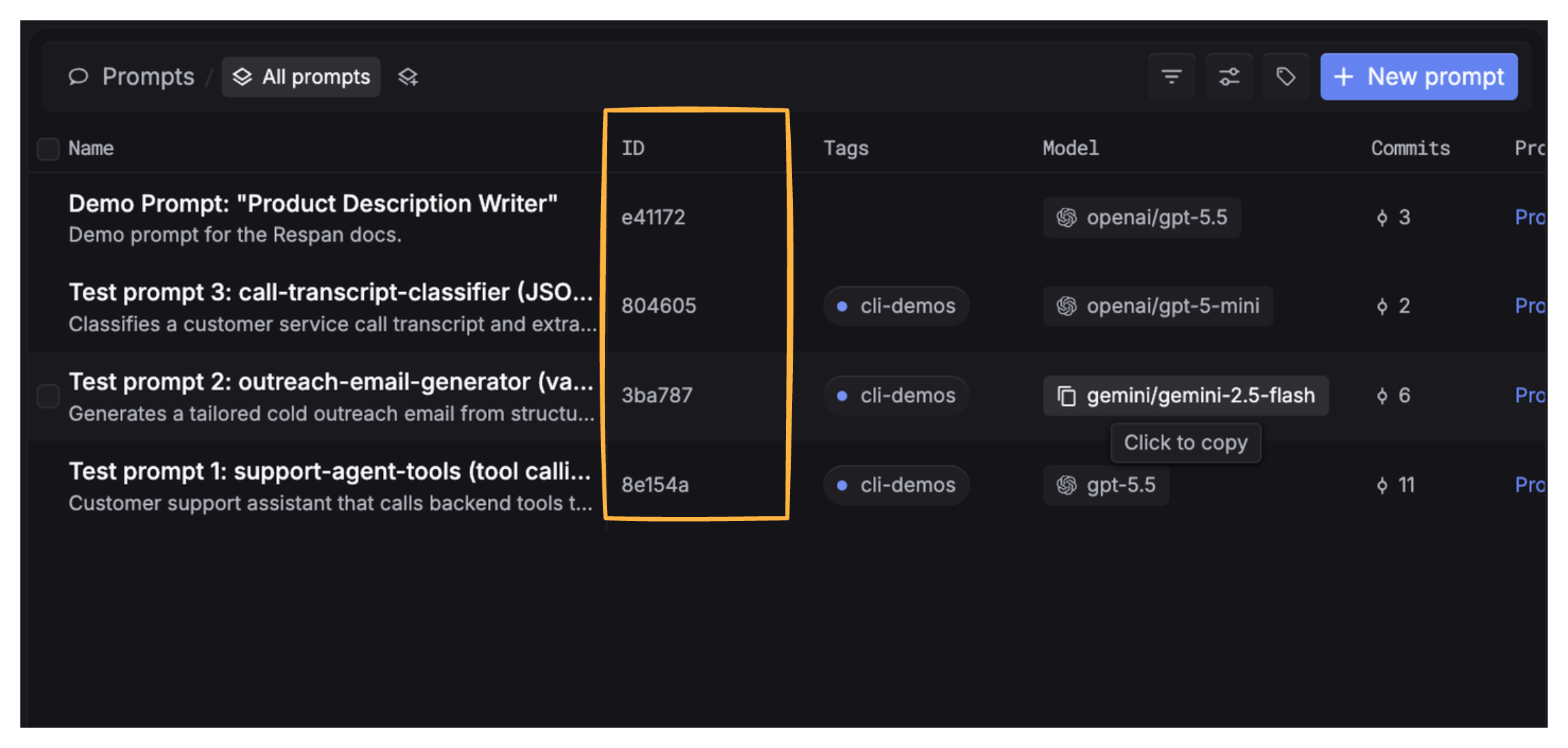 Find Prompt ID