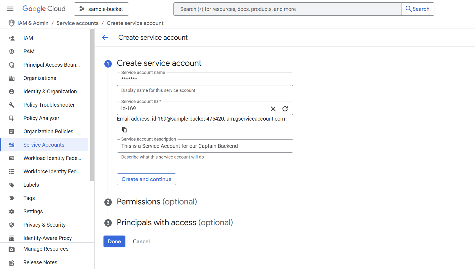 Google Cloud - Create Service Account