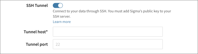 SSH tunnel configuration
