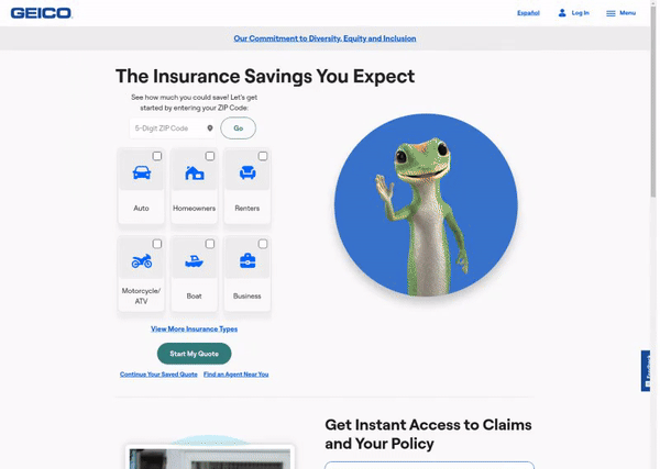 Recording of Skyvern automating an insurance quote being generated on Geico.com