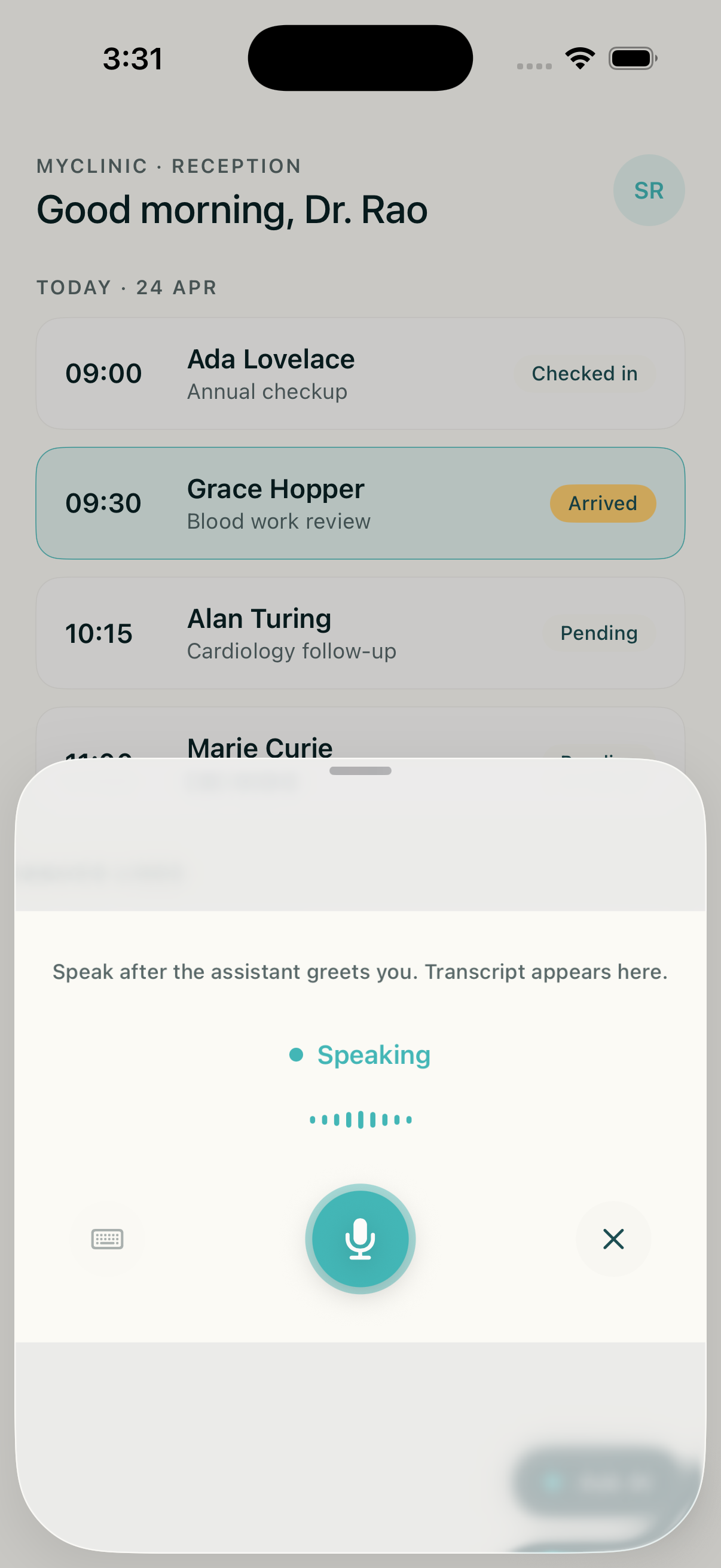 iOS widget sheet speaking