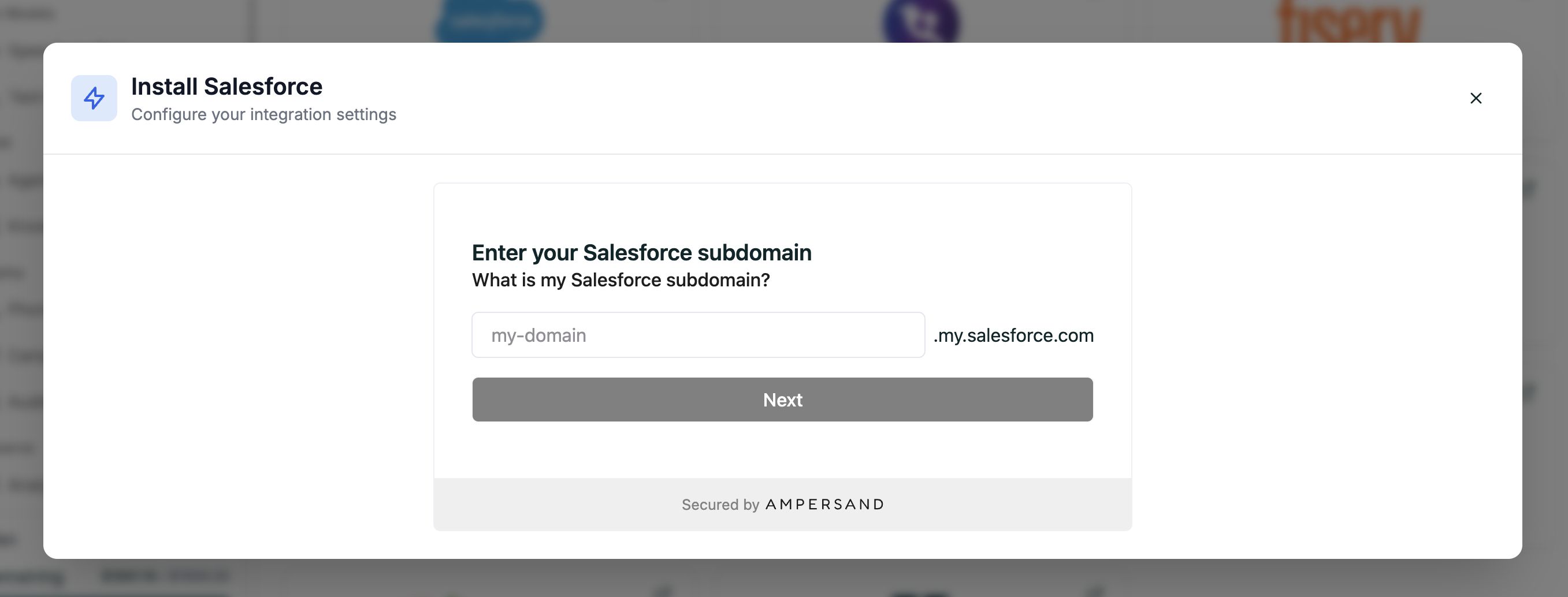 Salesforce subdomain modal