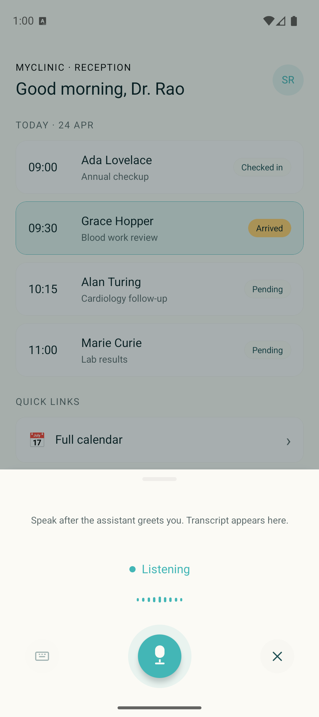 React Native widget sheet listening
