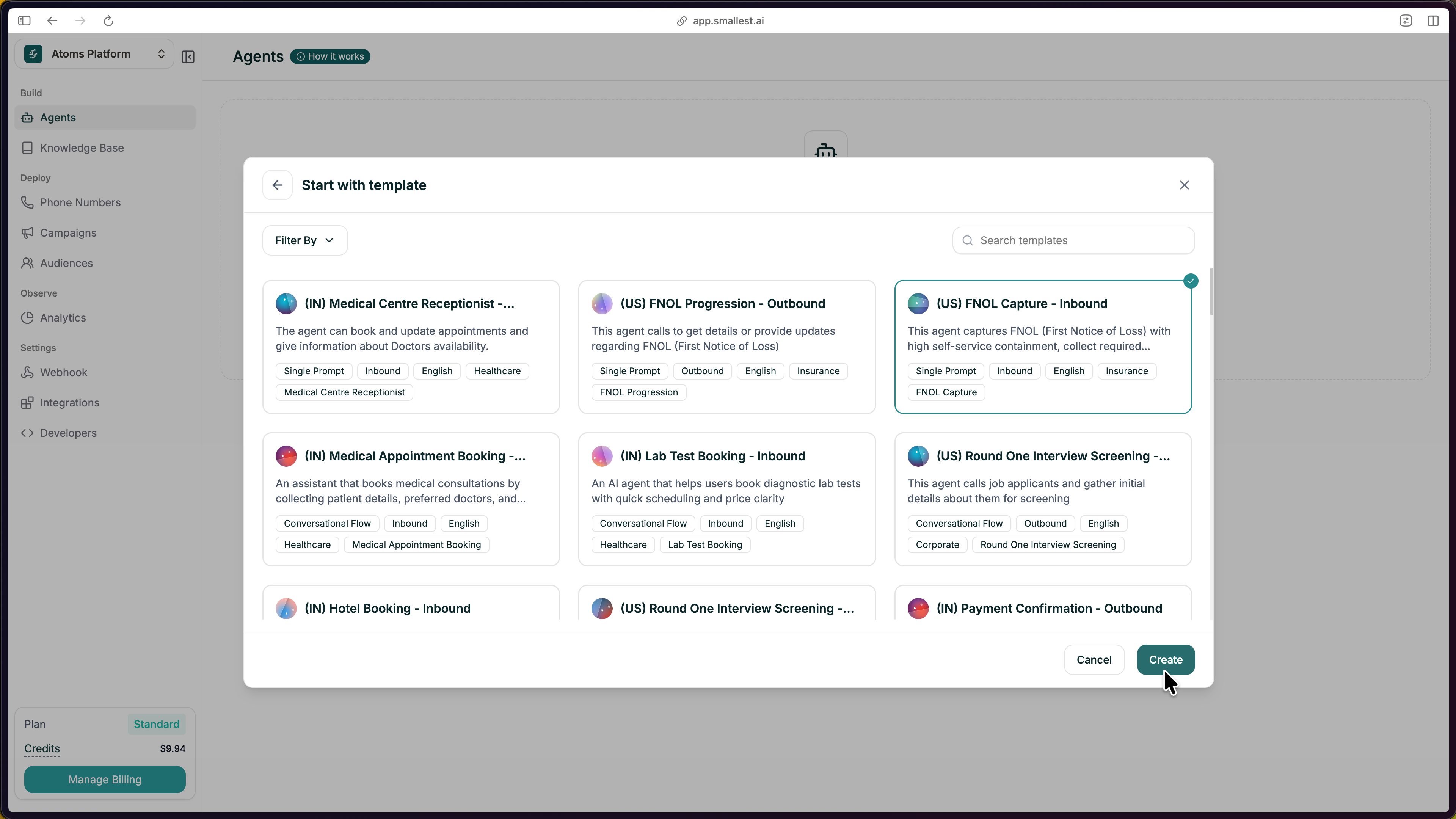 Browse and select a template that fits your use case