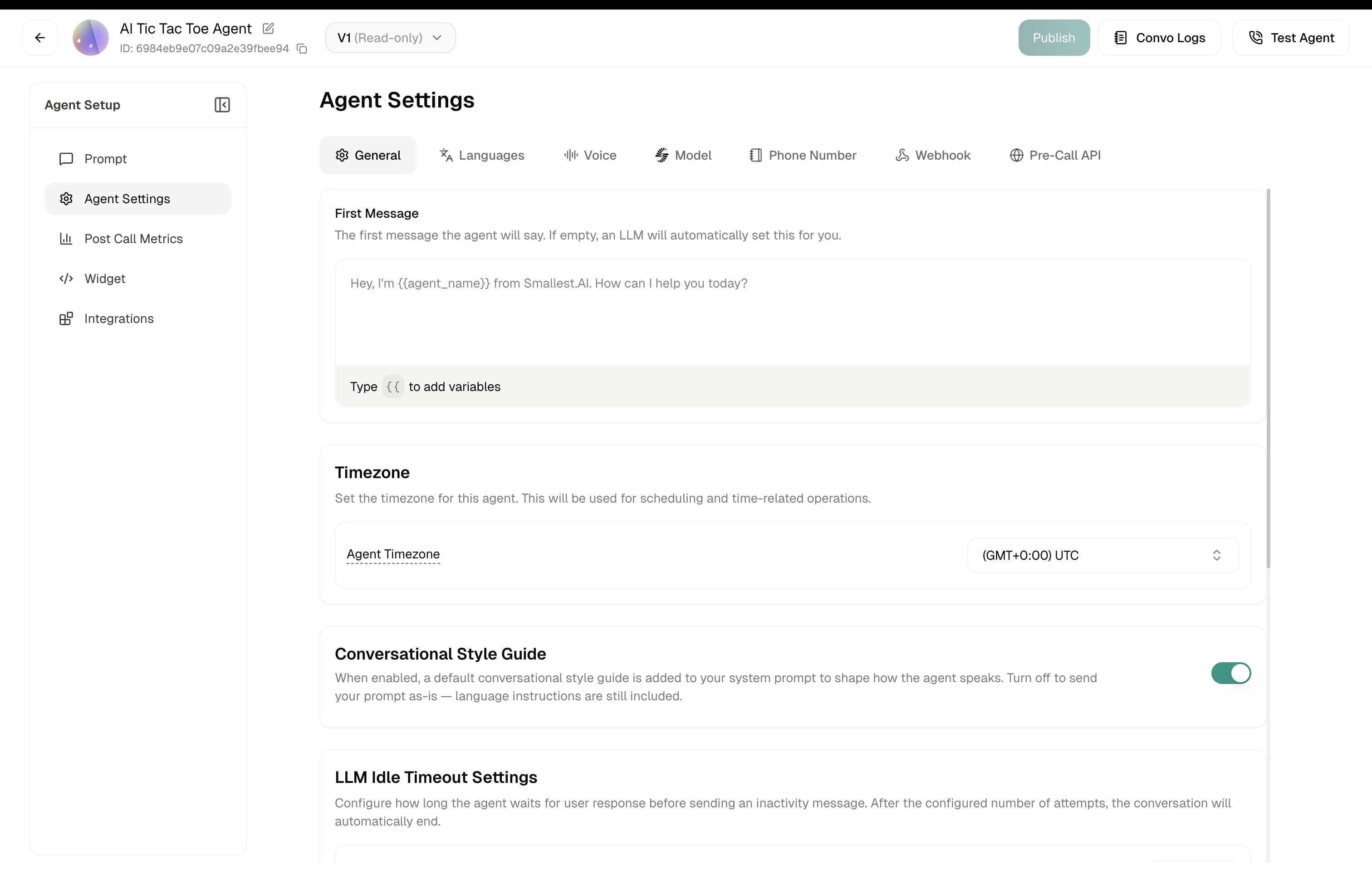 Voice settings