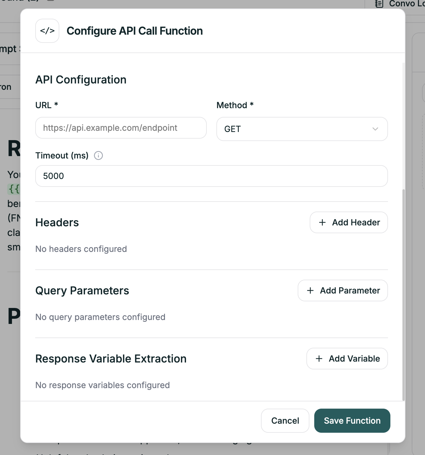 API call advanced setup