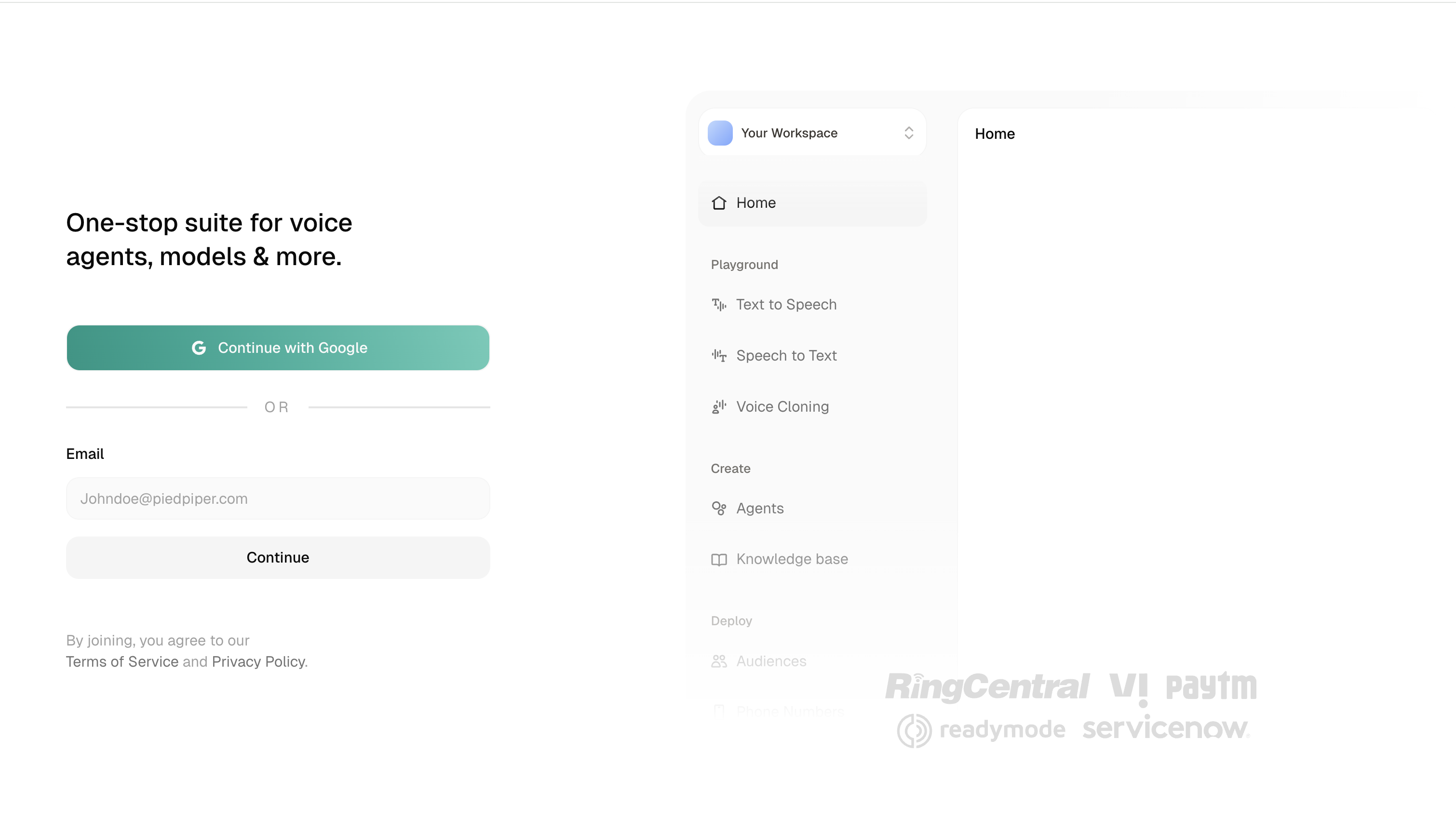 Sign up to atom voice agent platform
