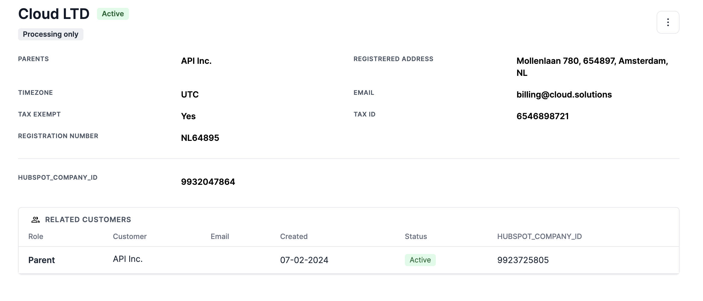 A processing customer's detail page does not show subscriptions nor invoices