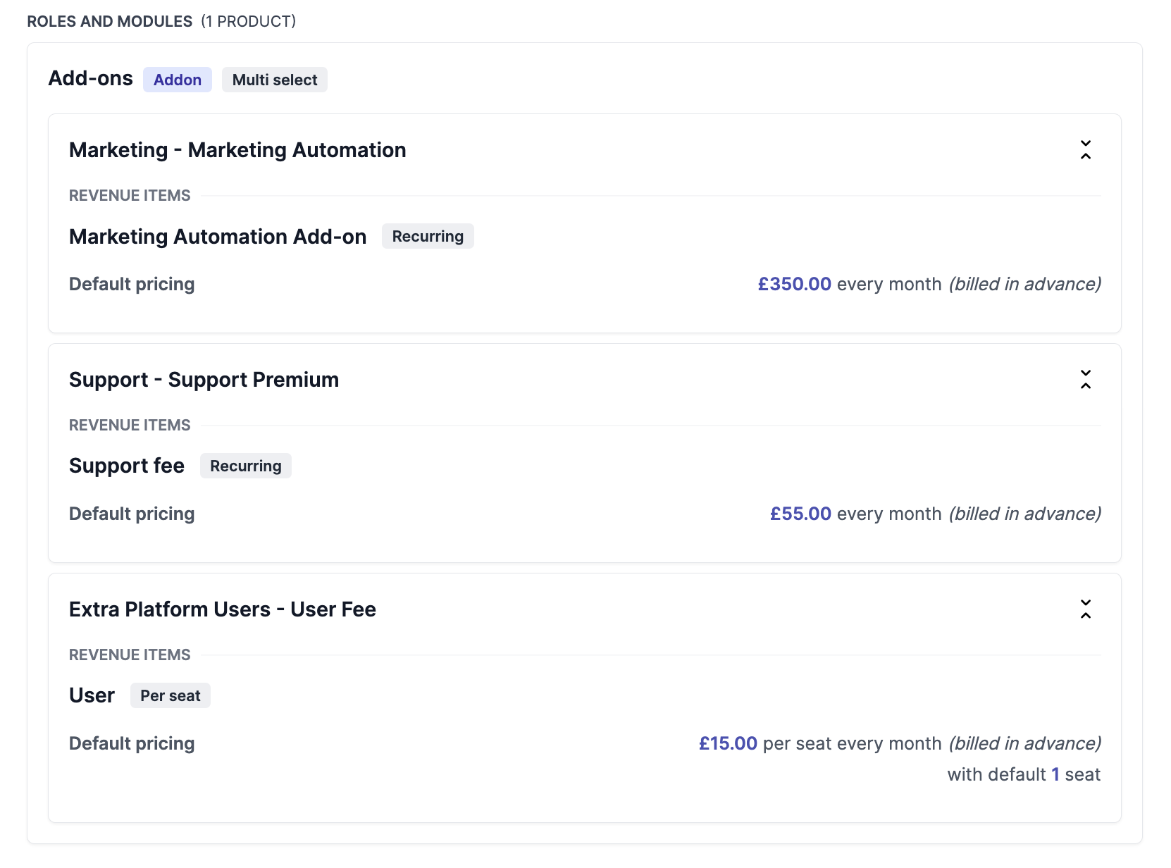 Multi-select pricing group