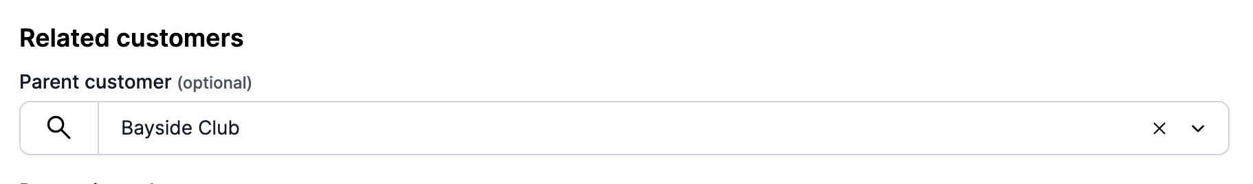 Tag a parent customer while creating a child customer in the customer creation form