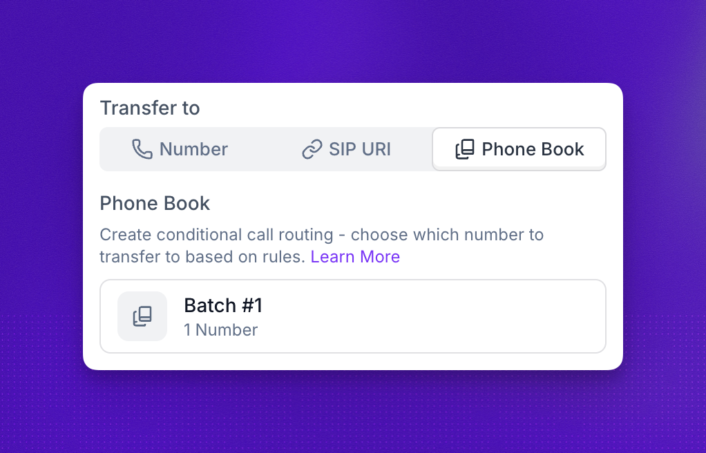 Phone book transfer destination selecting a saved phone book in the call transfer action