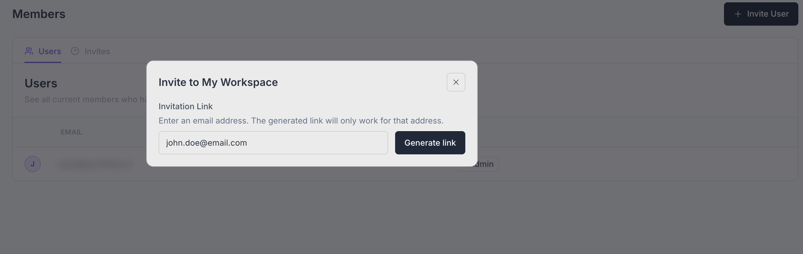 Generate Invitation Link
