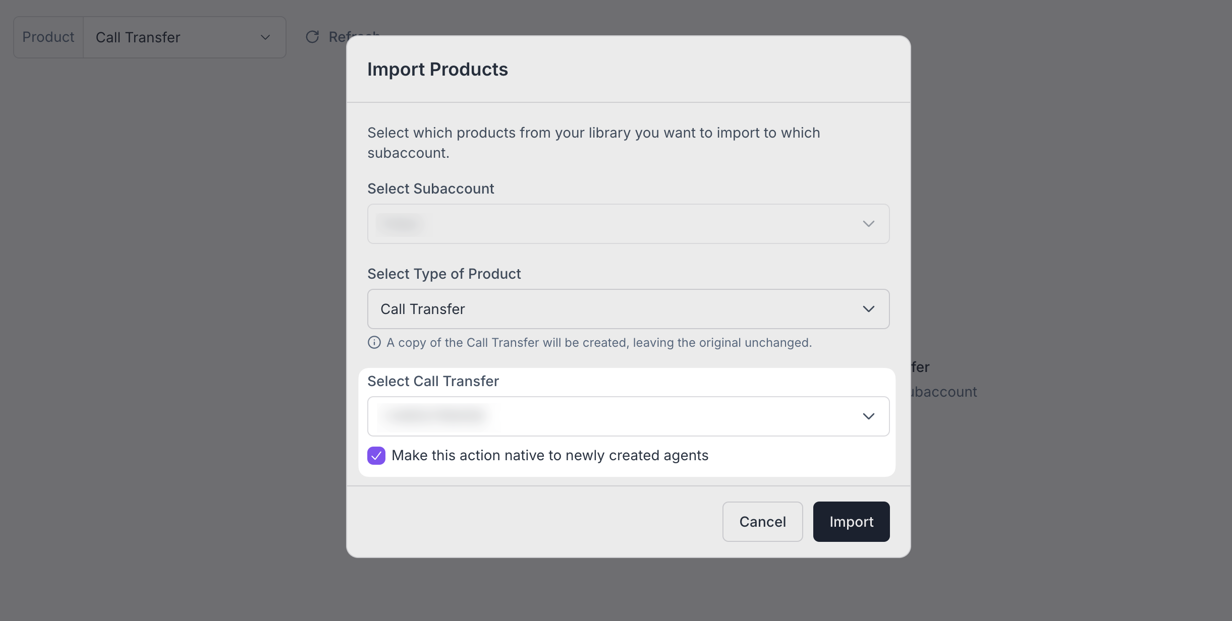 Import Native Action