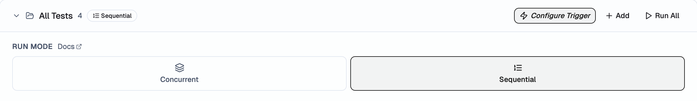 Run Mode configuration