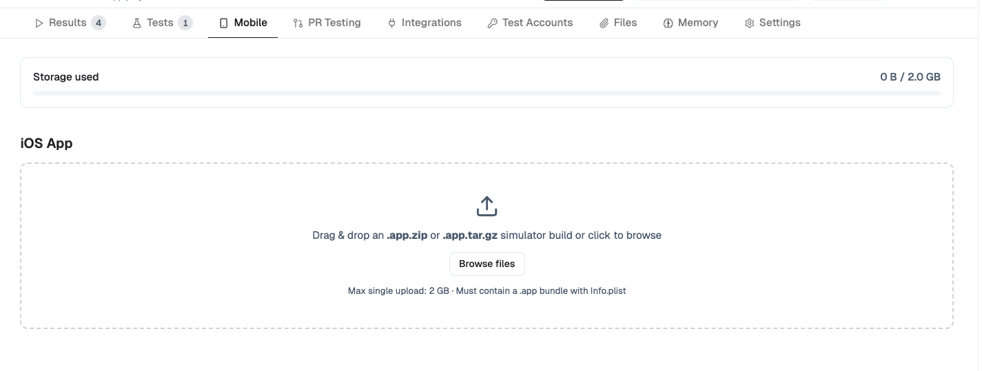 Upload app via dashboard