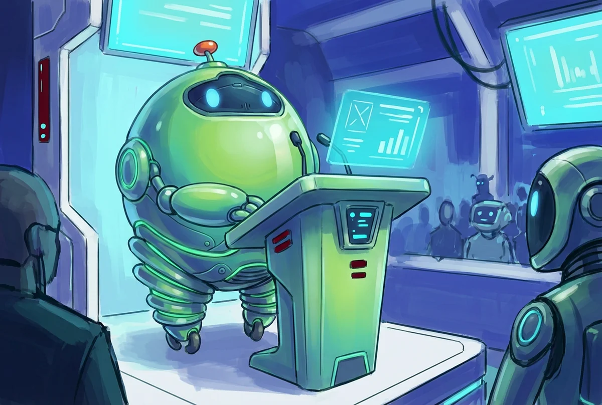 Blo presenting to audience of agents