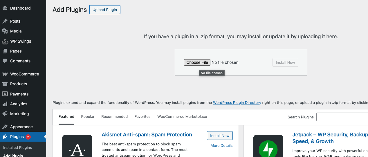 Upload plugin zip