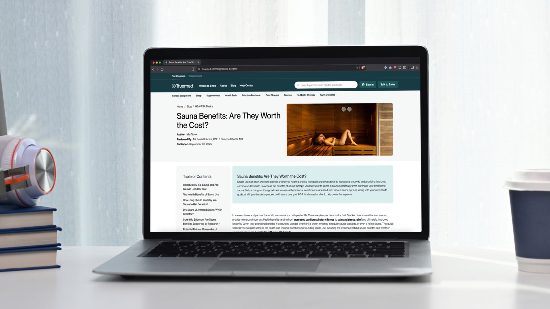 Navigation bar showing HSA/FSA link