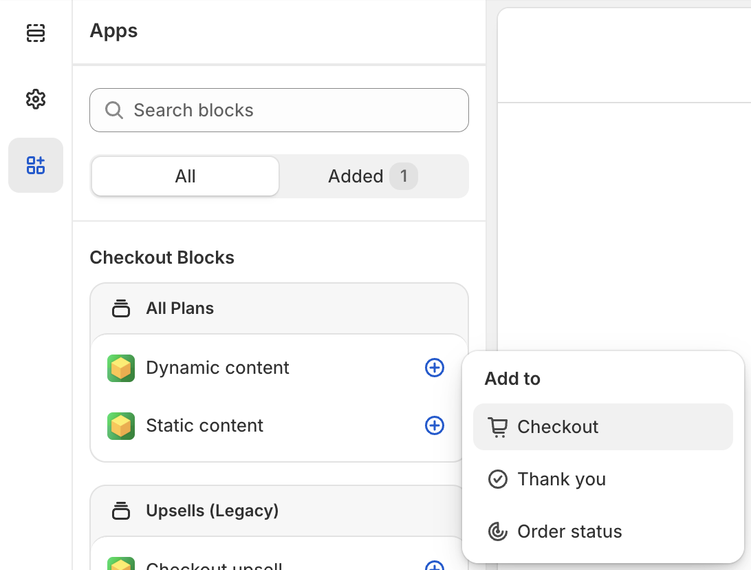 Adding dynamic content block to checkout editor