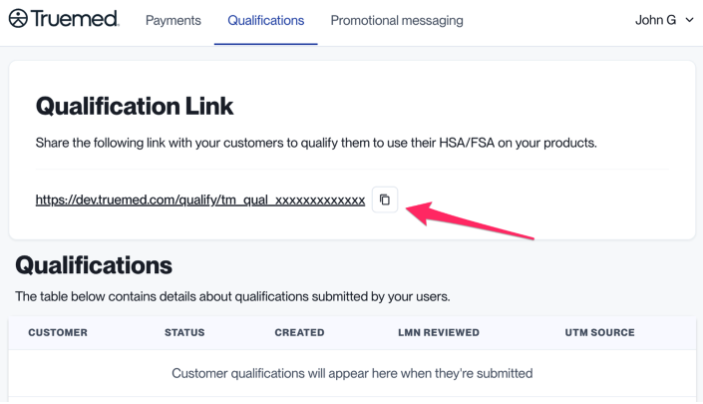 Order confirmation email with qualification link