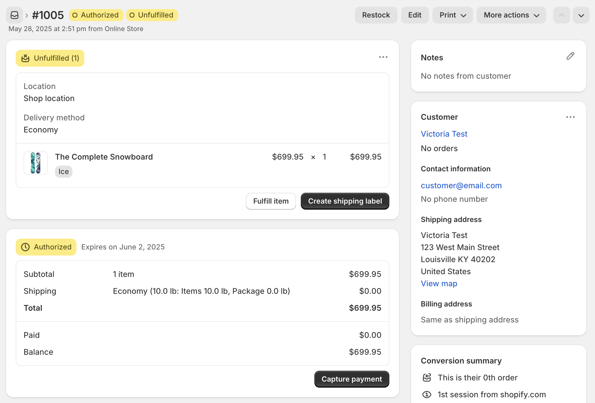 Bulk capture from orders list