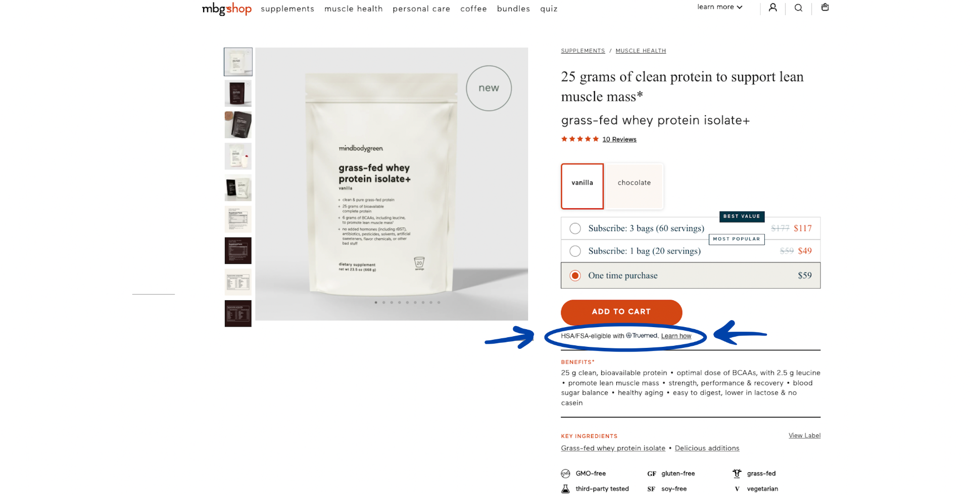 Reimbursement widget on product page