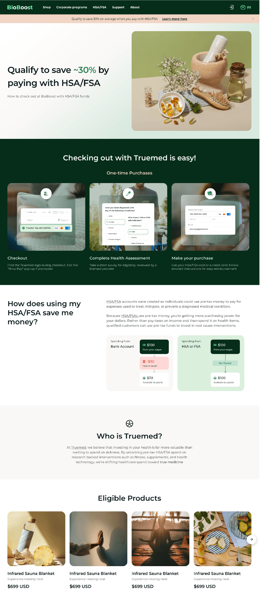 Landing page template example