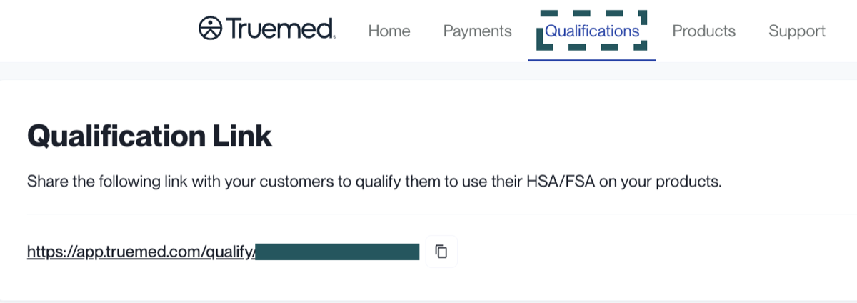 Qualifications tab in the Truemed Dashboard
