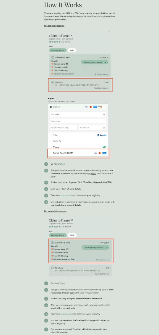 Apothekary HSA/FSA payment example
