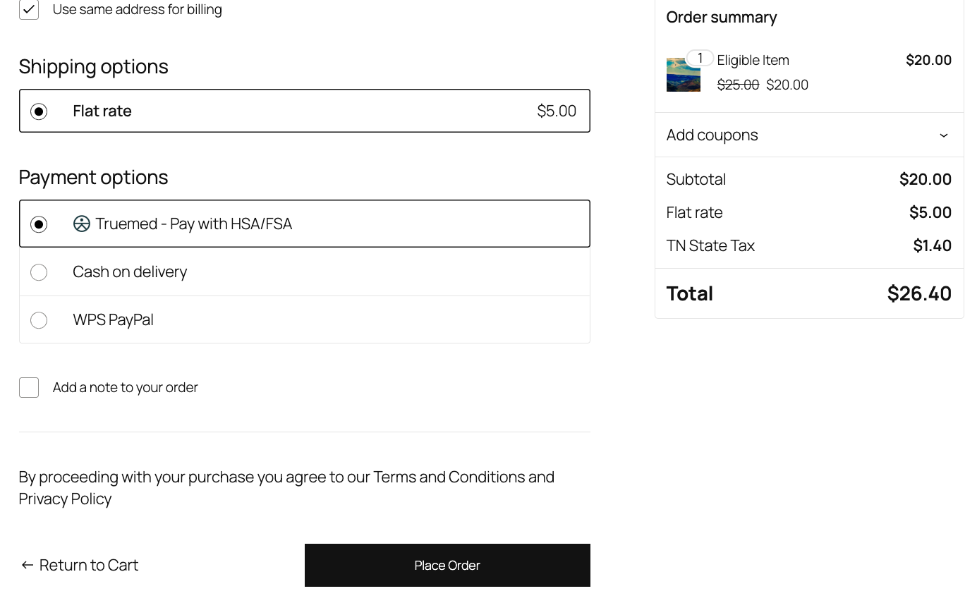Truemed WooCommerce checkout example
