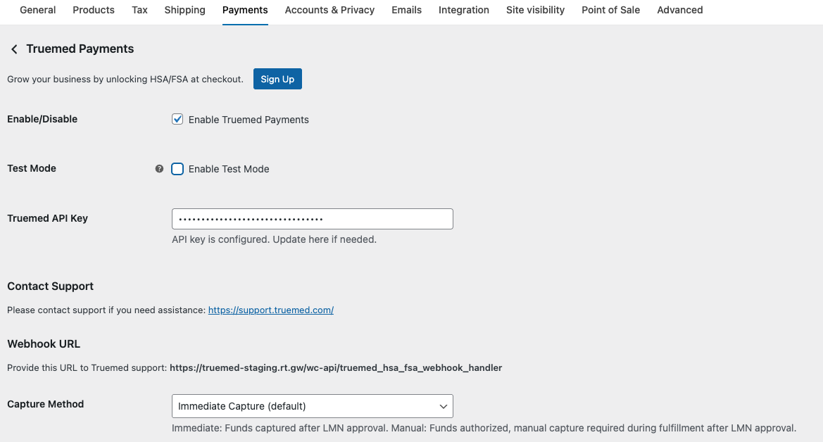 Enable Truemed toggle