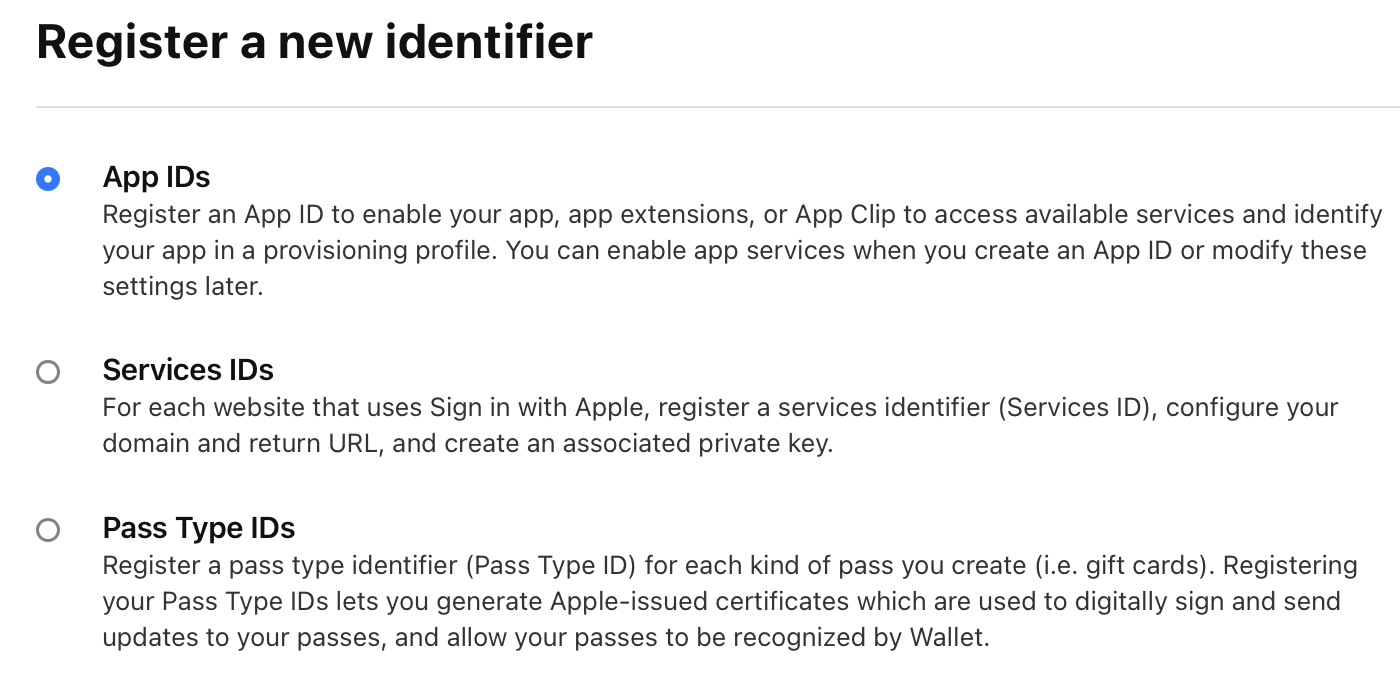 Create App ID