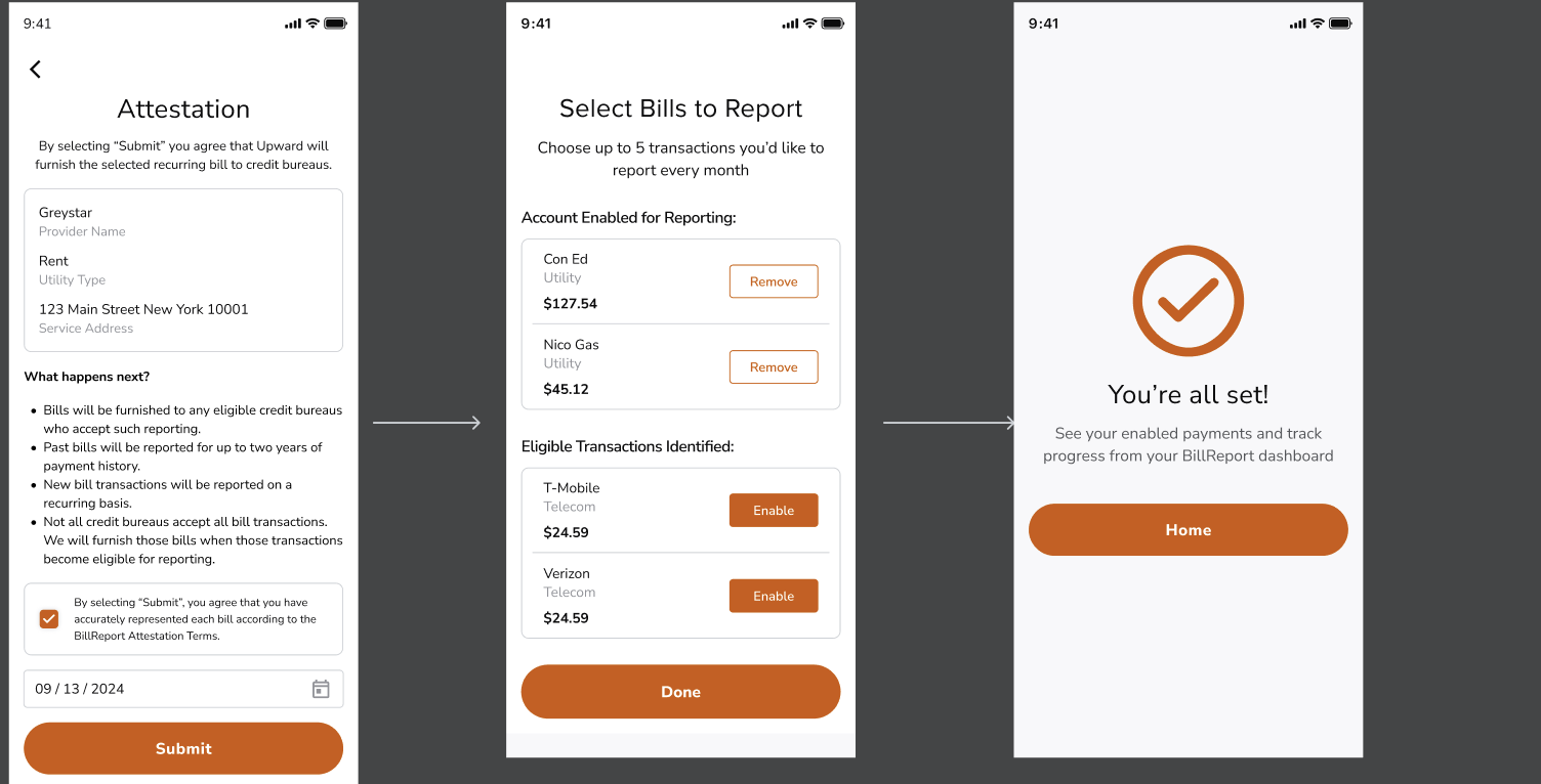 Bill Reporting Attestations Flow,