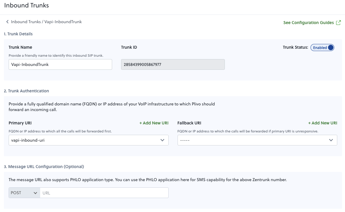 Create New Inbound Trunk