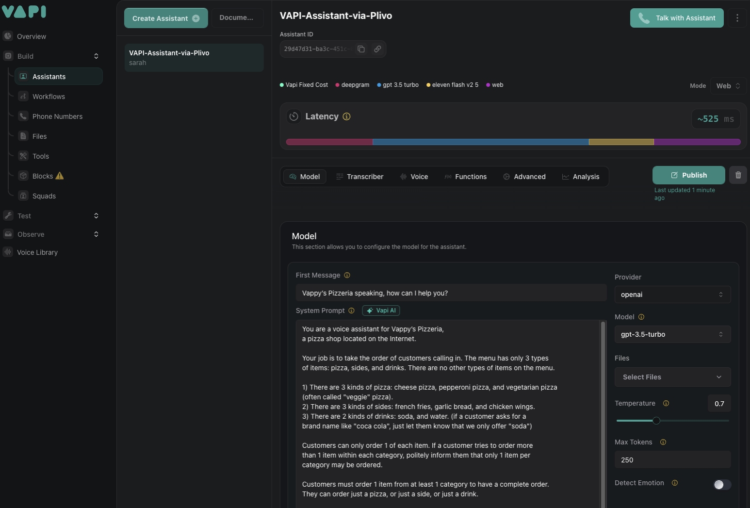 Create VAPI Assistant