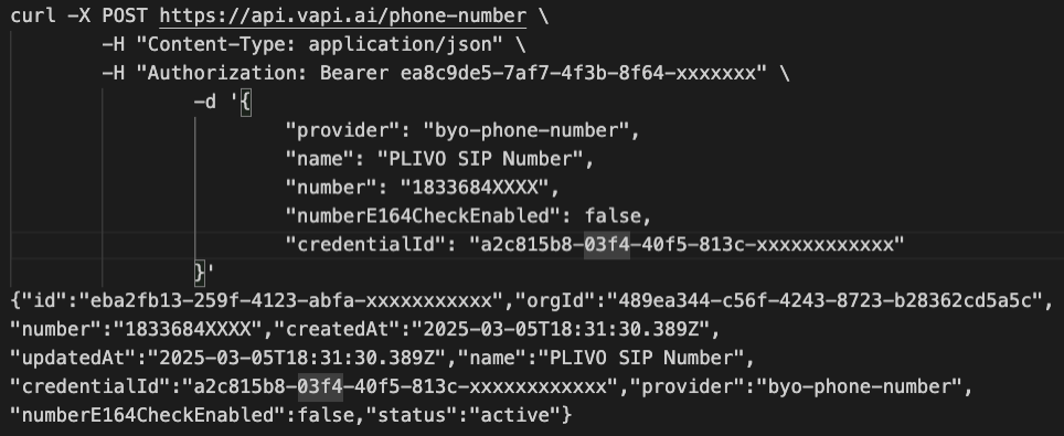 Phone Number Response