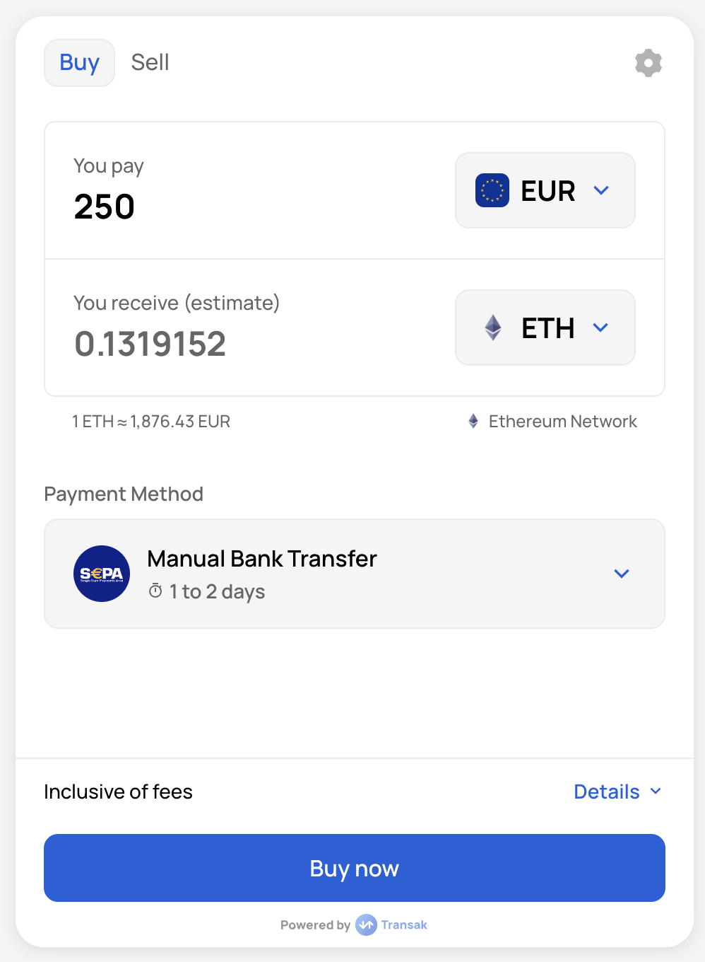 Transak Widget Widget with API Customization | Transak | Documentation