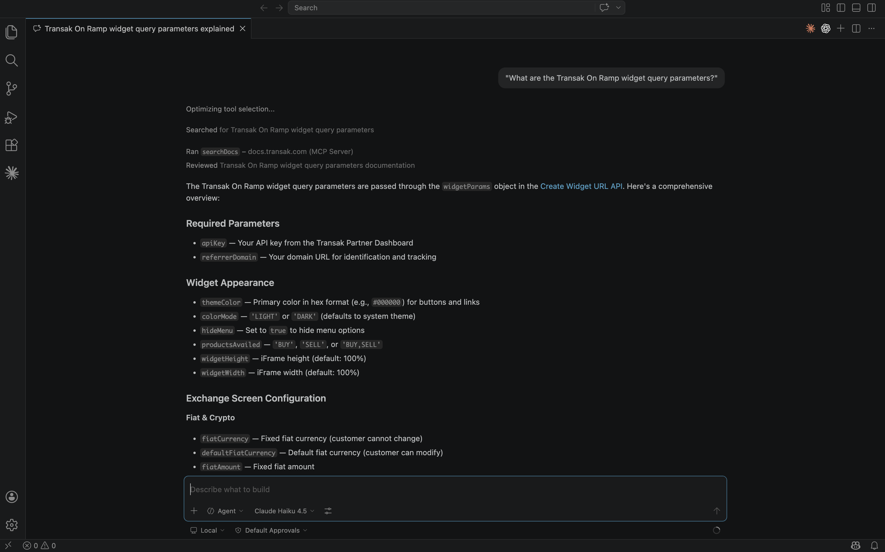 How to add MCP Server for Transak Documentation | Transak | Documentation