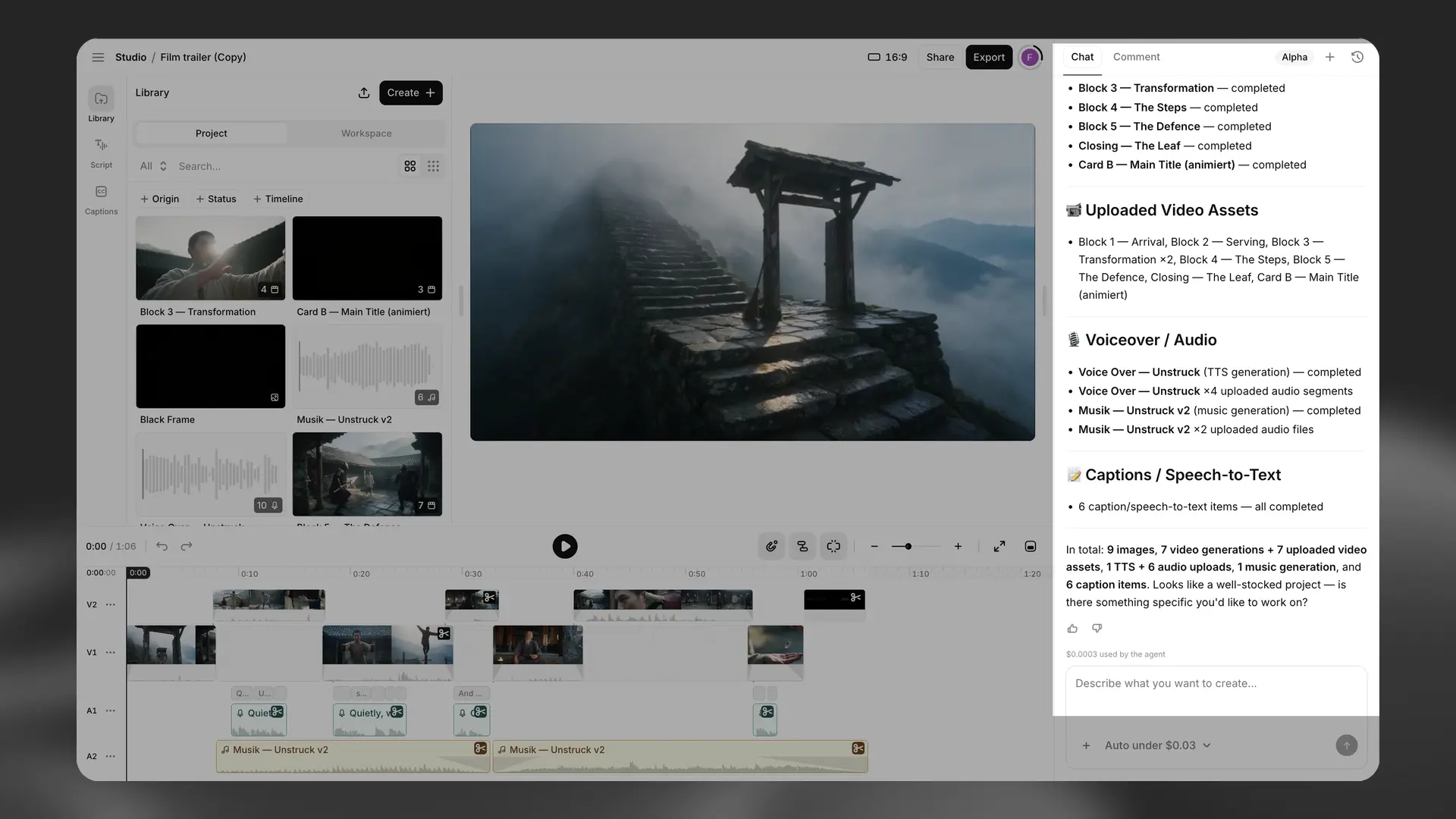 Studio Agent im Video-Projekteditor