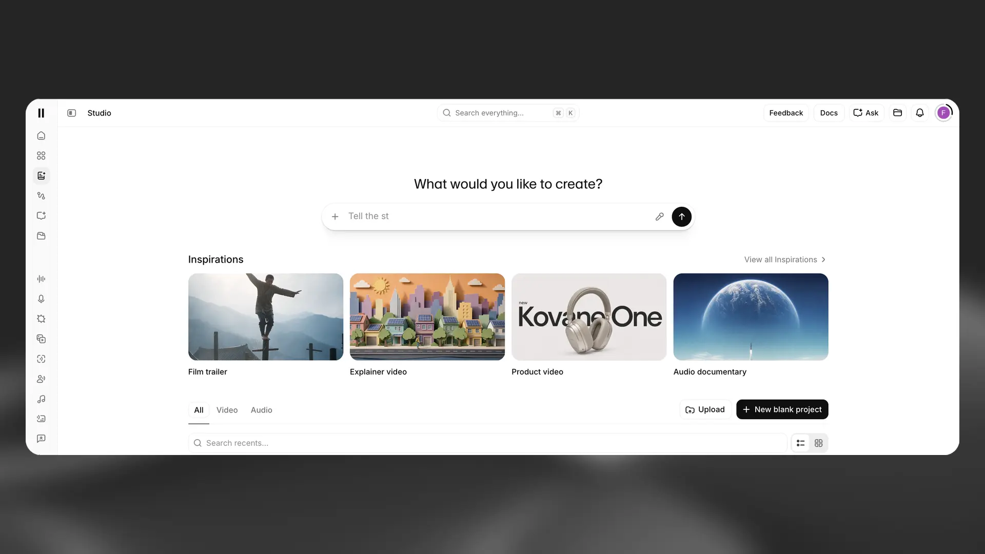 ElevenCreative Studio project editor