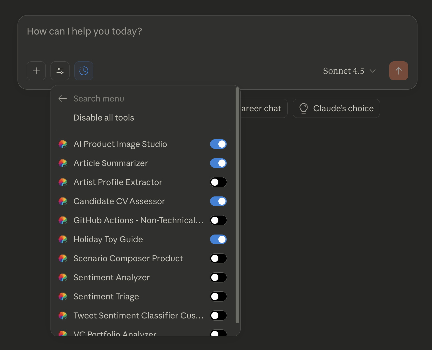 Rightbrain Tasks rendered natively inside Claude.ai via MCP Connectors